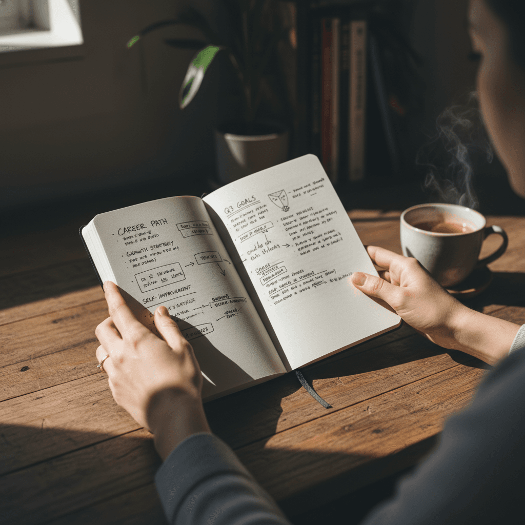 Person taking notes during career planning session
